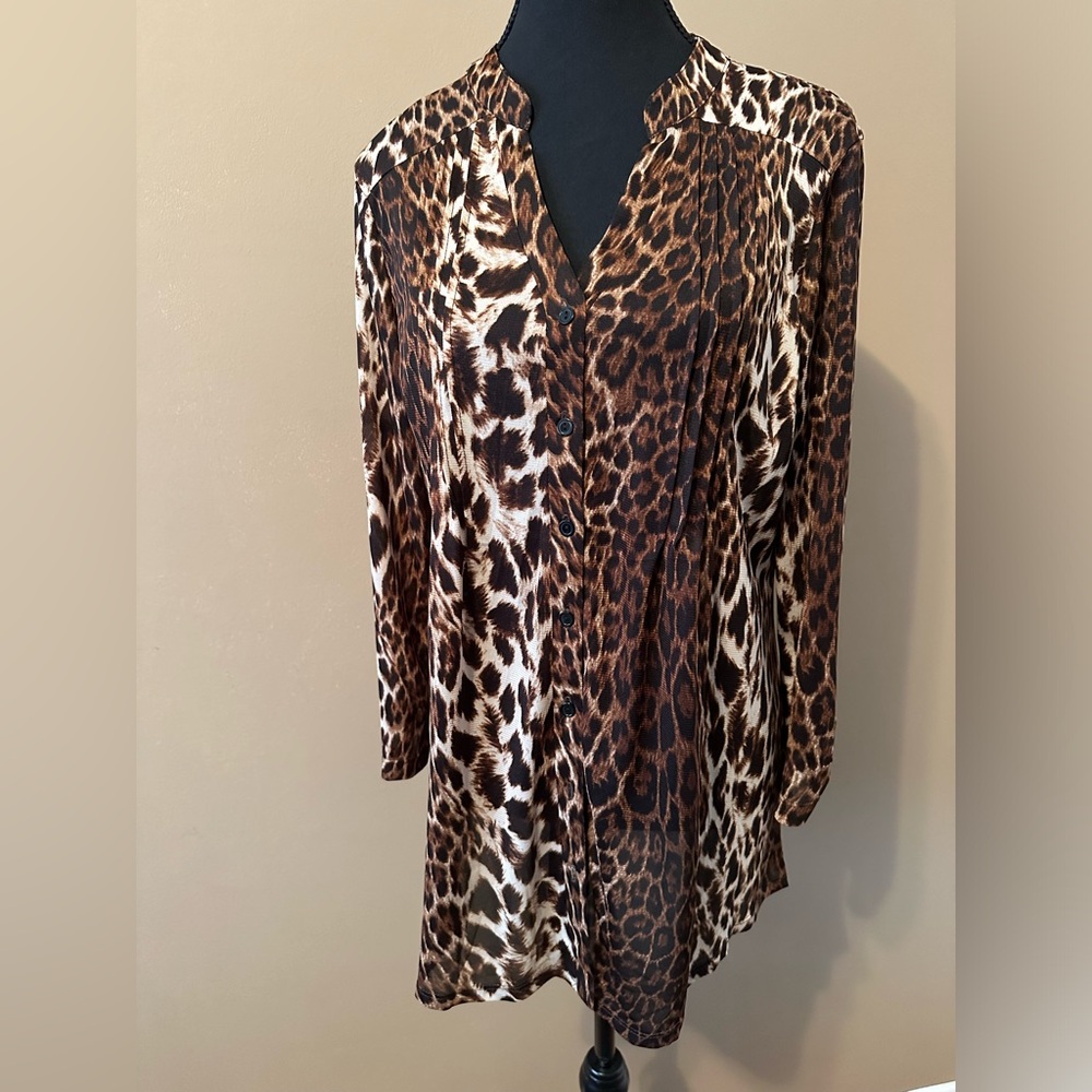 Leopard Tunic with Tab Sleeve